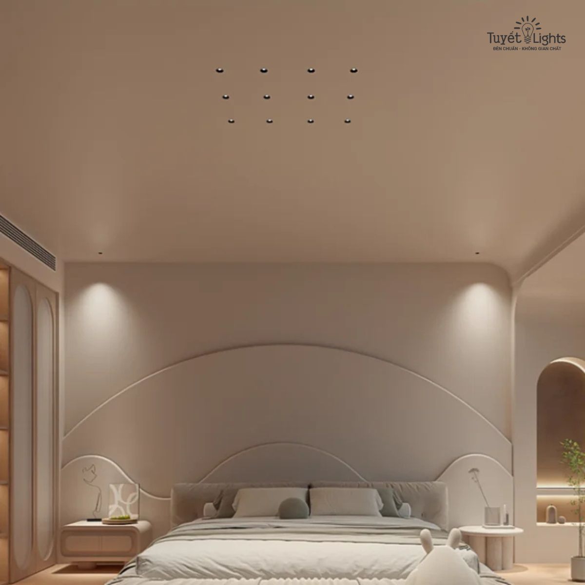 ánh sáng nhấn, giúp không gian trở nên sinh động và sang trọng hơn.